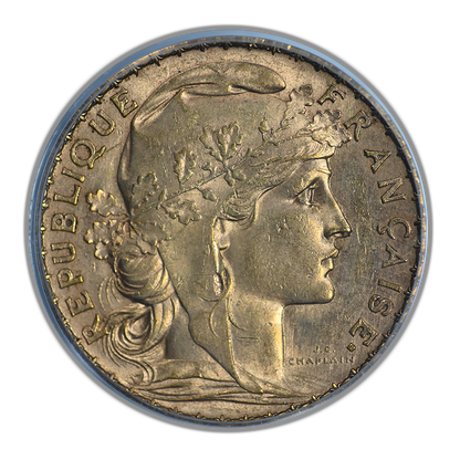 1907 French Gold 20F Franc PCGS Genuine with Original David Hall Rare Coins Sticker