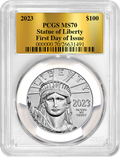 2023 $100 One-Ounce Platinum Liberty Eagle Statue FDI PCGS MS70