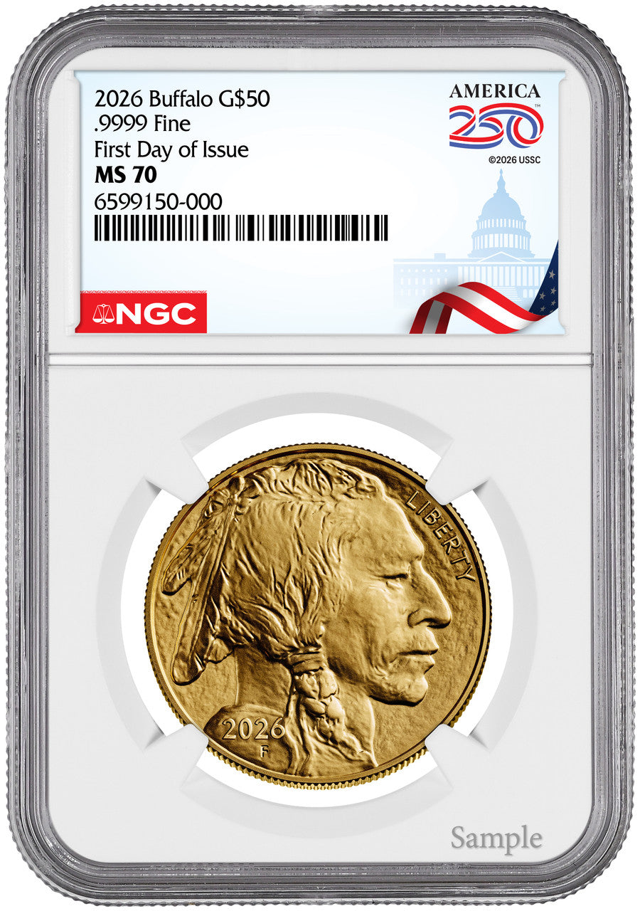 2026 1 oz Gold Buffalo 250 Label First Day of Issue NGC MS70