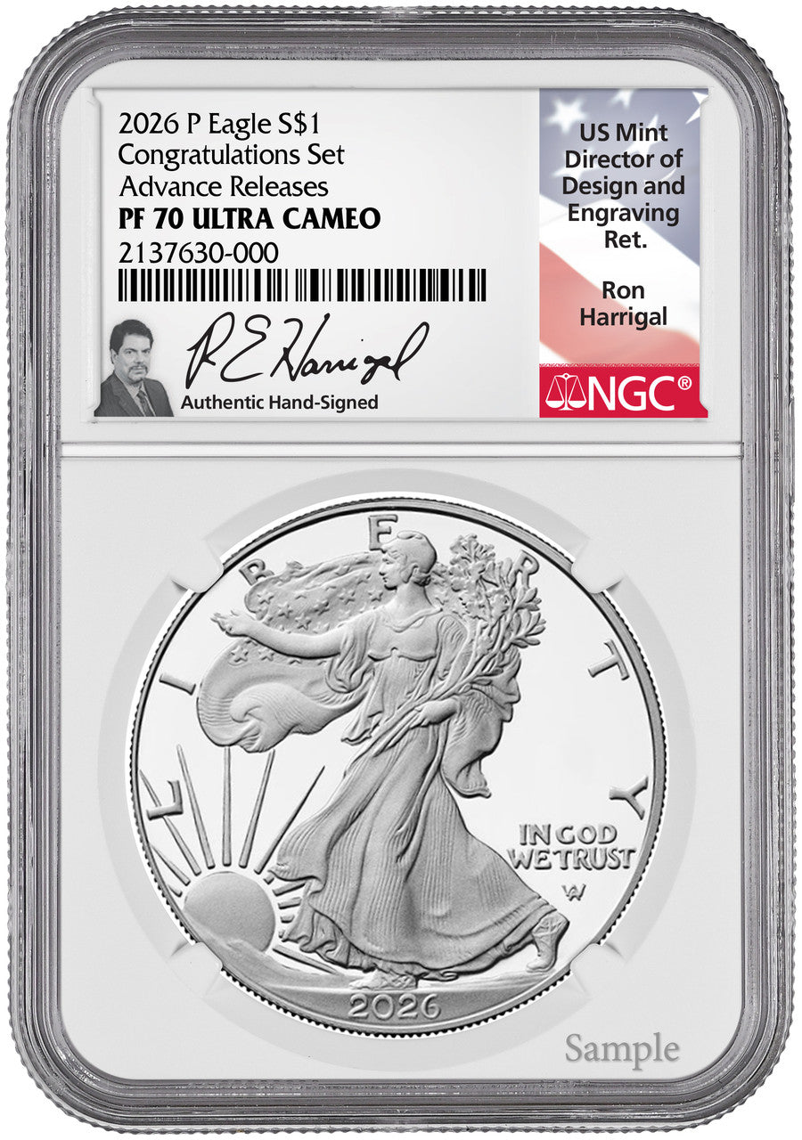 2026 P Silver Eagle Congratulations Set Advanced Releases NGC PF70 Harrigal