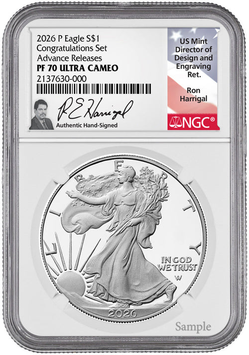 2026 P Silver Eagle Congratulations Set Advanced Releases NGC PF70 Harrigal