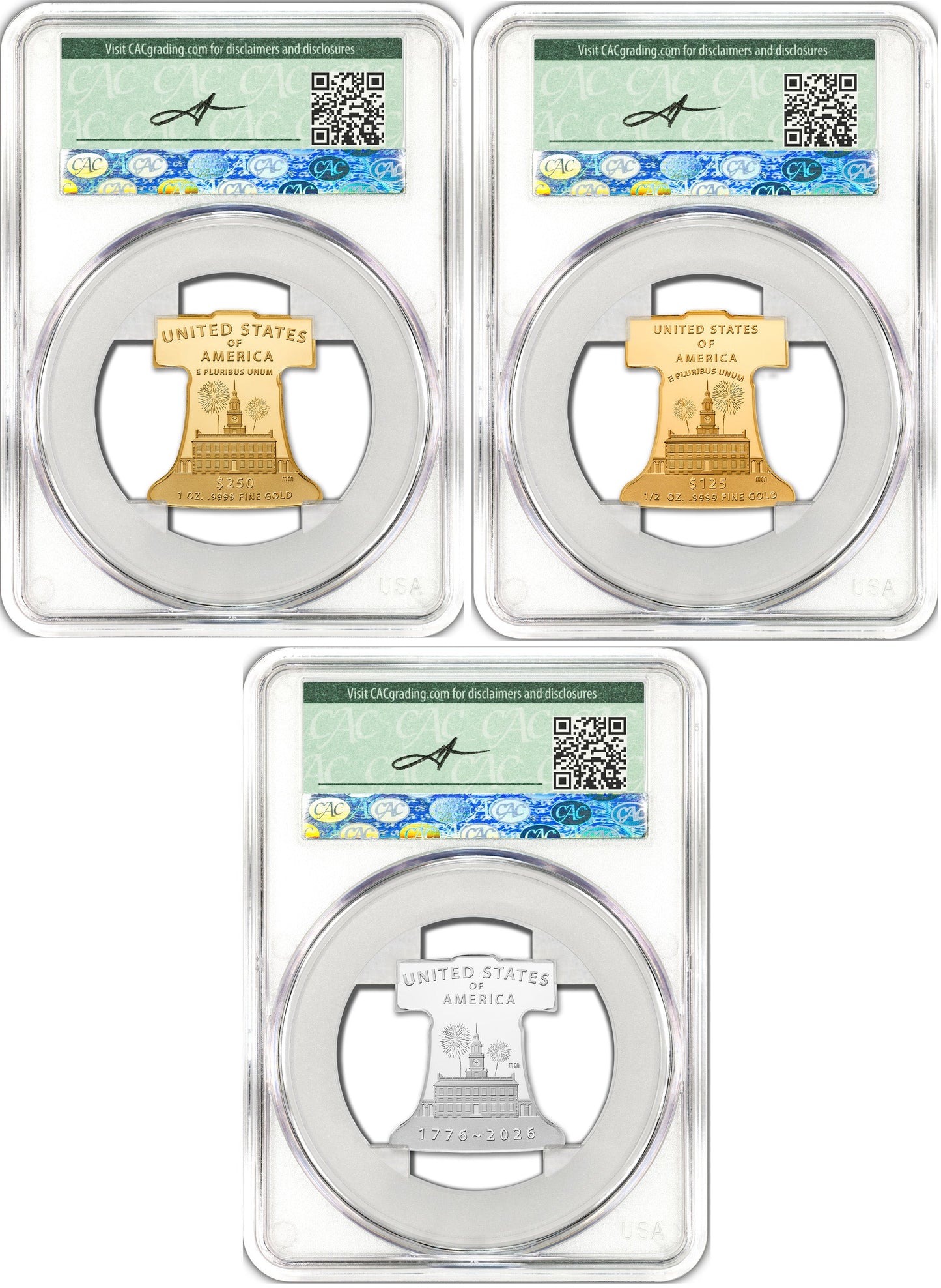 2026-P Freedom Ringing Liberty Bell 3-Coin Set FDD CAC PR70 Founders