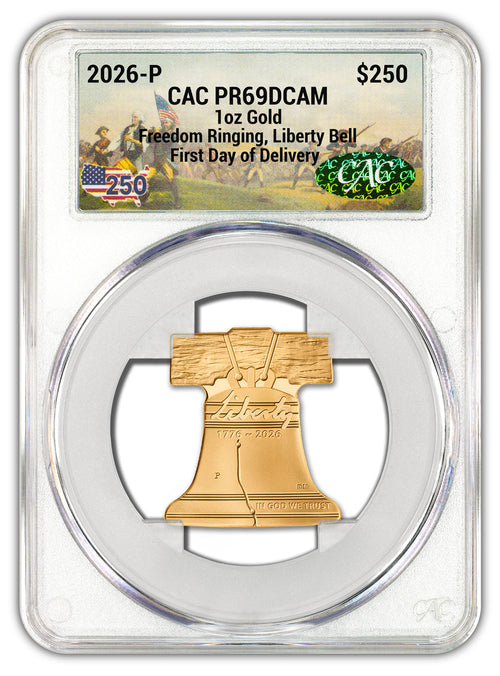 2026-P Freedom Ringing Liberty Bell 1 oz Gold Coin CAC PR69 Battlefield