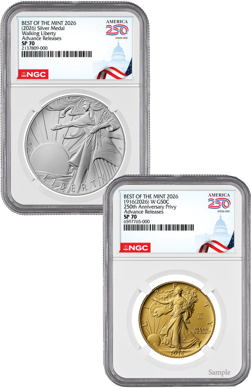 2026-W Gold Walking Liberty Half & Silver Medal Set AR NGC SP70 Congress