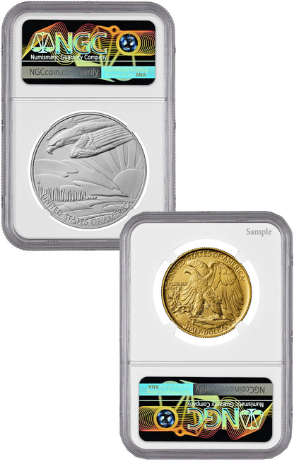 2026-W Best of the Mint 1916 Gold Walking Liberty Half & Silver Medal Set AR NGC SP70 Harrigal