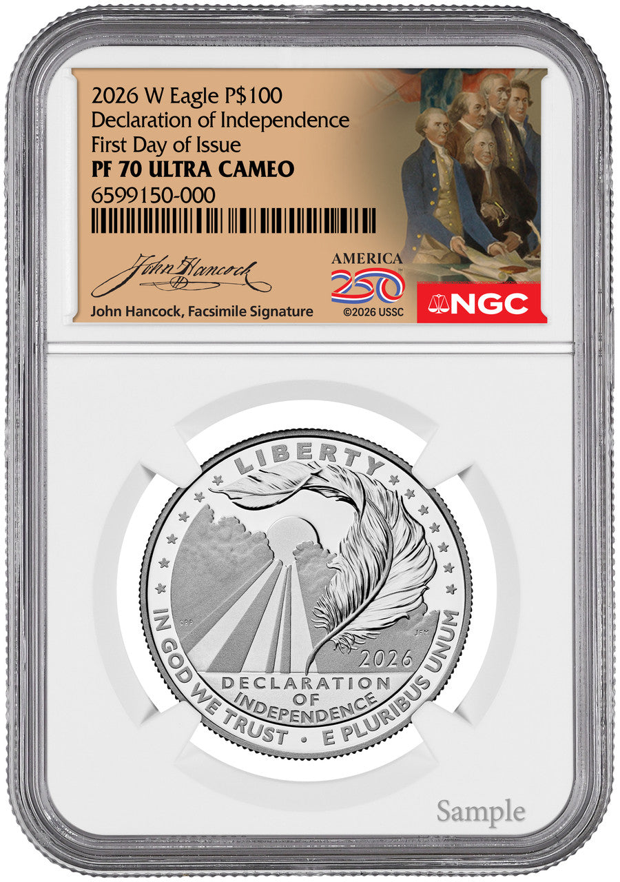 2026-W $100 Platinum Eagle Declaration of Independence FDI NGC PF70 Hancock