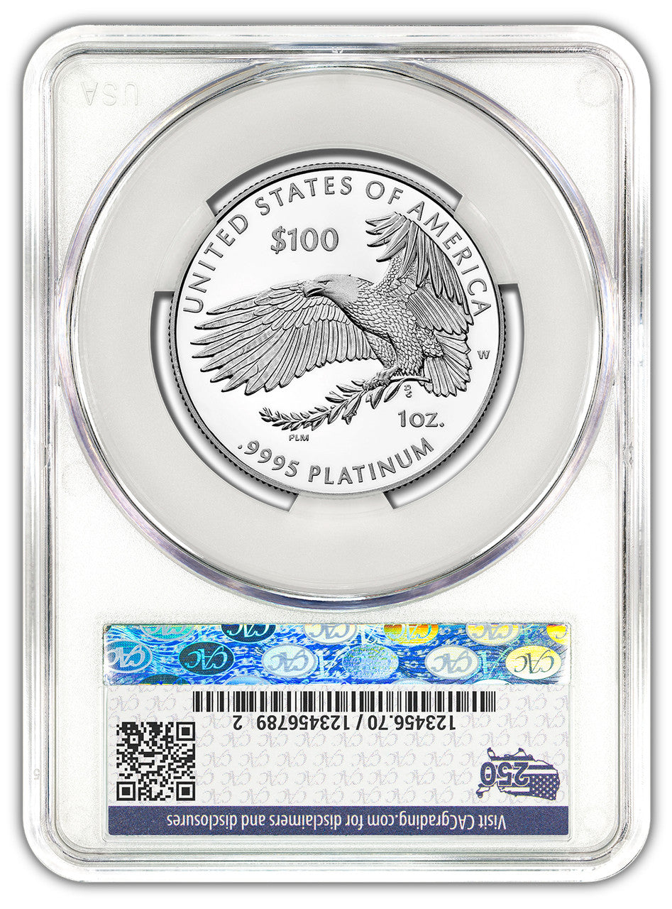 2026-W $100 Platinum Eagle Charters of Freedom FDD CAC PR70