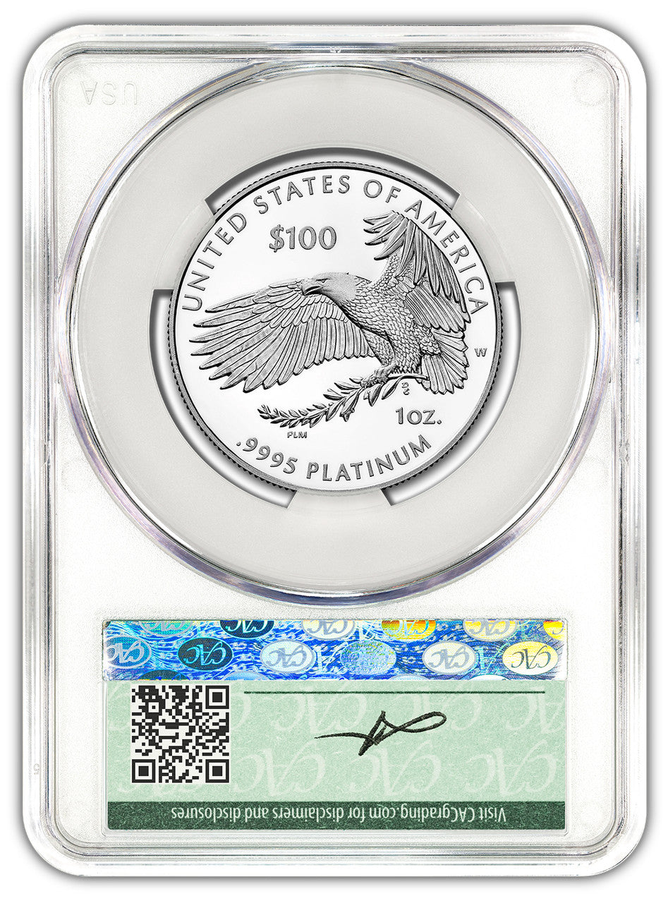 2026-W $100 Platinum Eagle Charters of Freedom AD CAC PR70 Founders