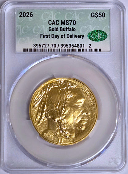 2026 1 oz Gold Buffalo FDD CAC MS70