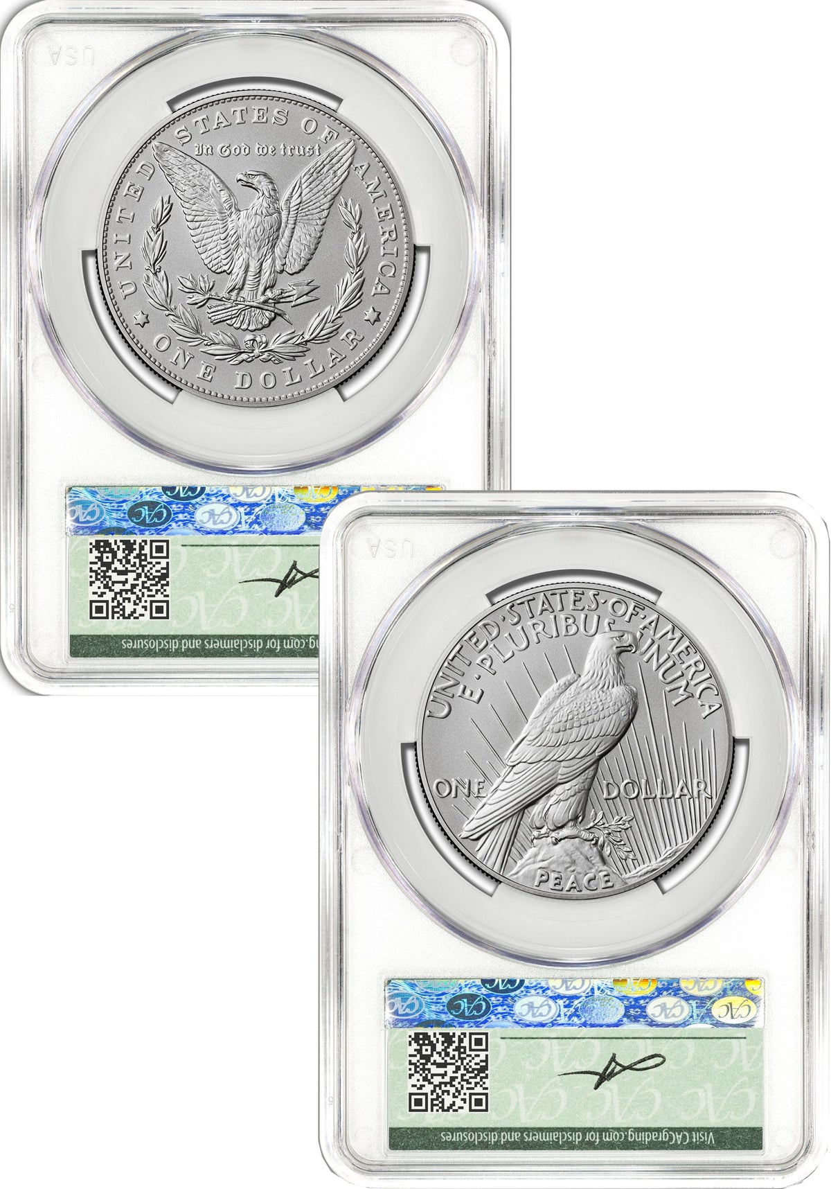 2026-W Morgan and Peace Dollar Enhanced 2-Coin Set CAC MS70 AD Founders Label