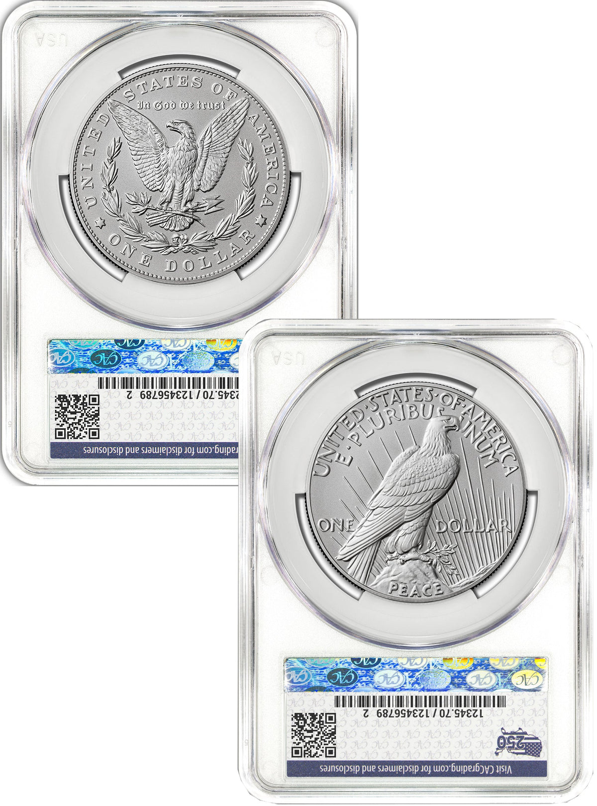 2026-W Morgan and Peace Dollar Enhanced 2-Coin Set CAC MS70 FDD Founders Label