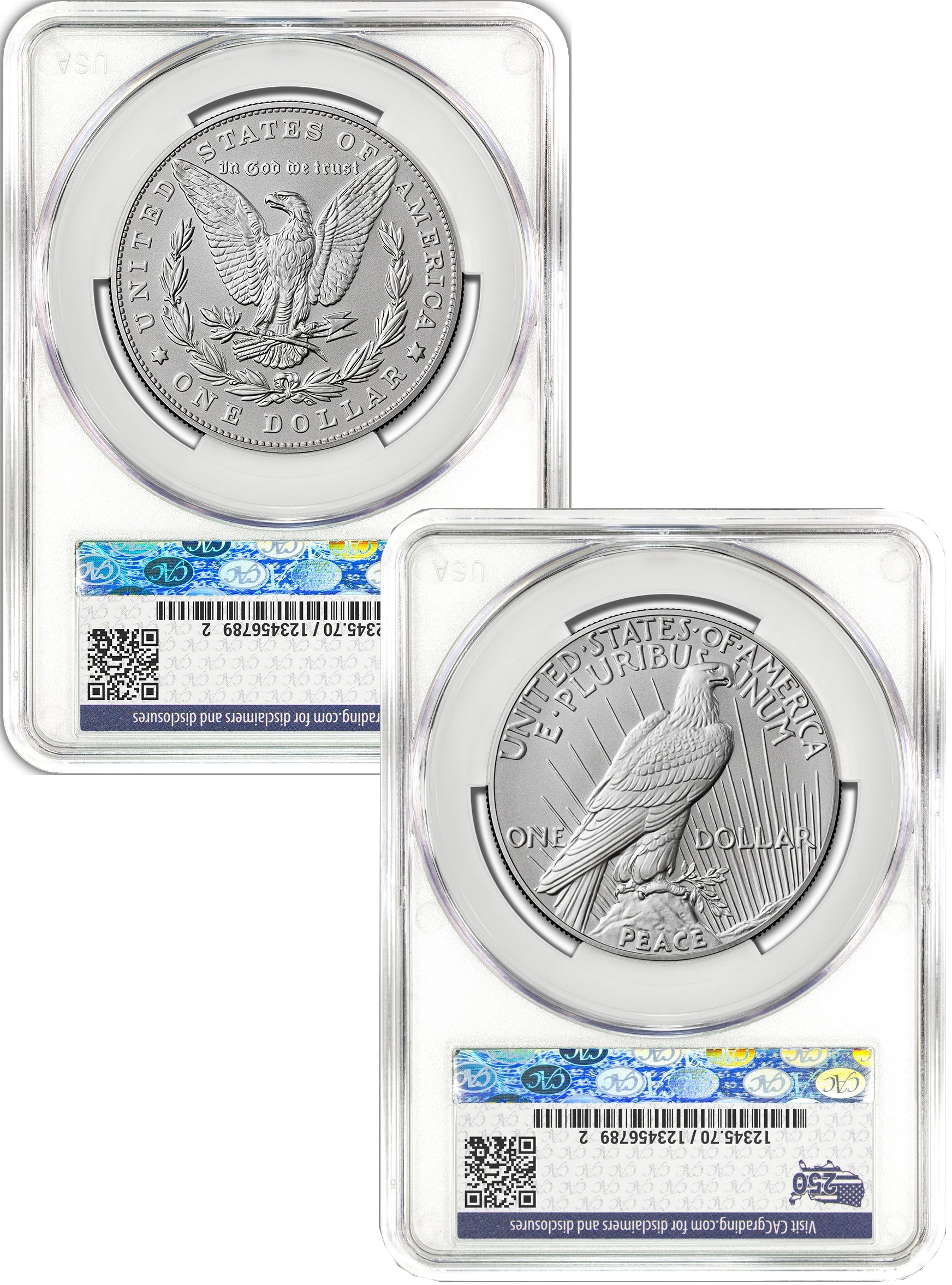 2026-W Morgan and Peace Dollar Enhanced 2-Coin Set CAC MS70 FDD Founders Label
