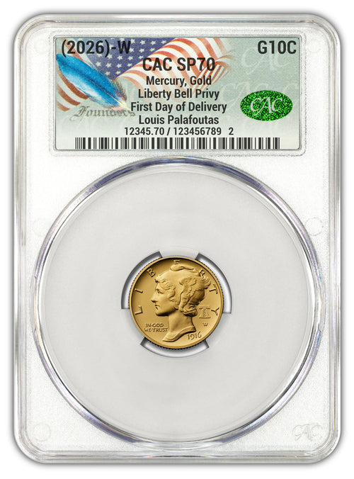 2026-W 1916 Mercury Gold Coin FDD CAC SP70 Founders