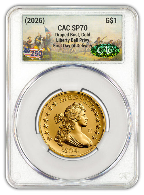2026 1804 Draped Bust Dollar Gold Coin FDD CAC SP70 Battlefield