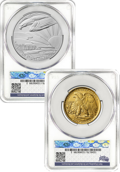 2026-W Gold Walking Liberty Half & Silver Medal Set AD CAC SP70/MS70 Battlefield