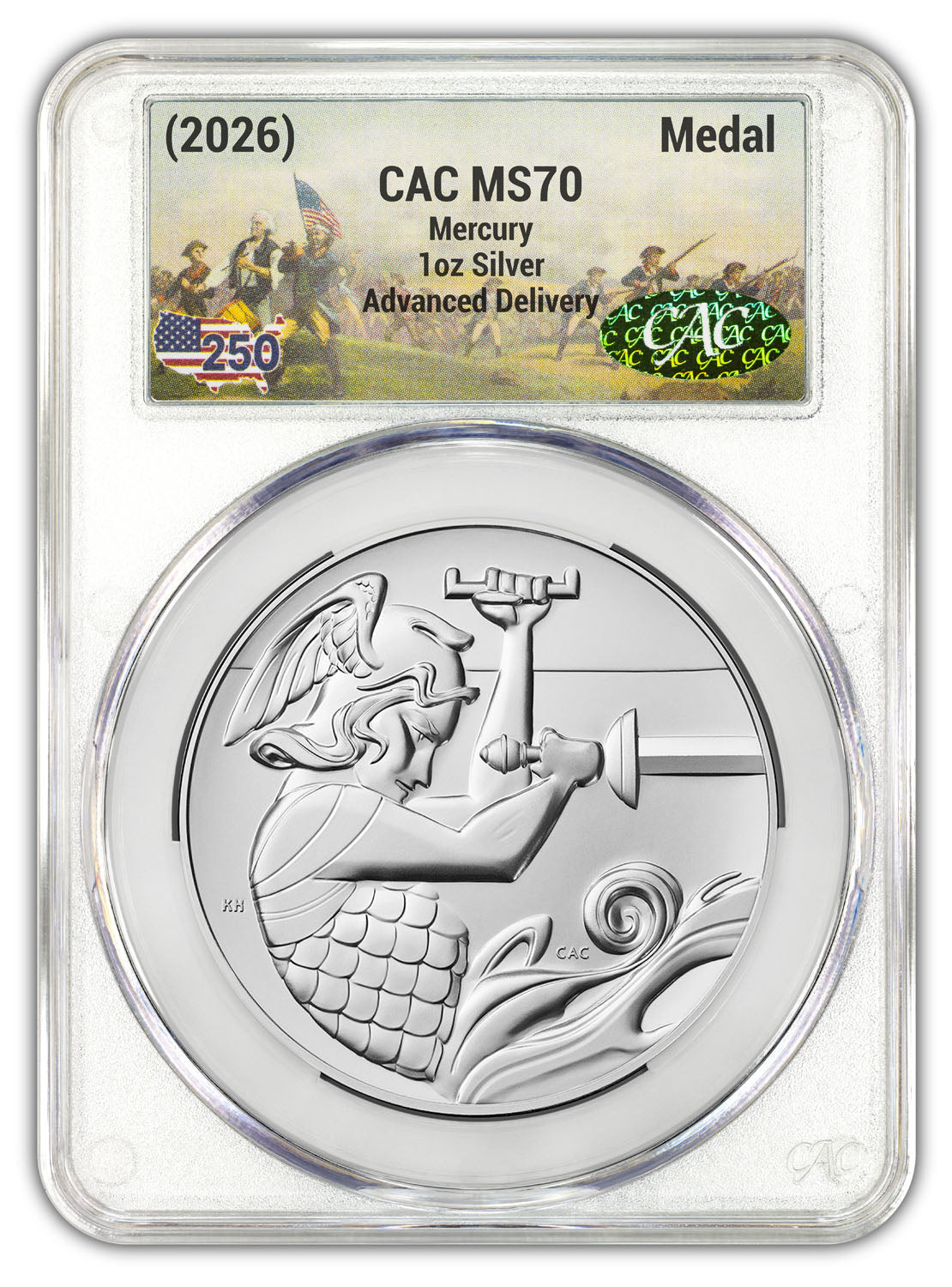 2026 (P) Mercury Silver Medal FDD CAC MS70 250 Battlefield Label