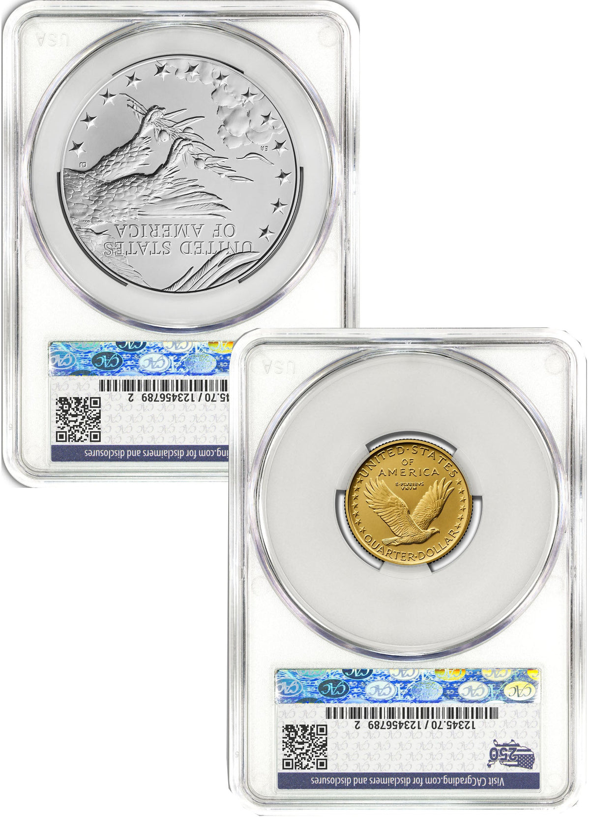2026 Best of Mint 1916 Standing Gold Liberty Quarter & Silver Medal Set AD CAC SP70/MS70 Flag
