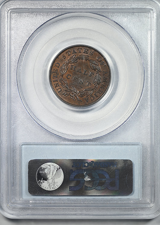 1834 Classic Head Half Cent 1/2C PCGS AU58 CAC Cohen 1 C-1