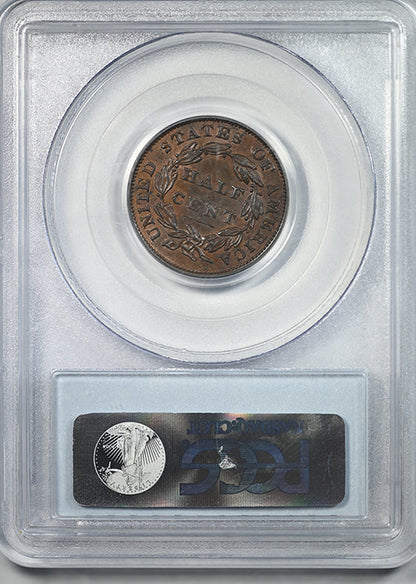1834 Classic Head Half Cent 1/2C PCGS AU58 CAC Cohen 1 C-1
