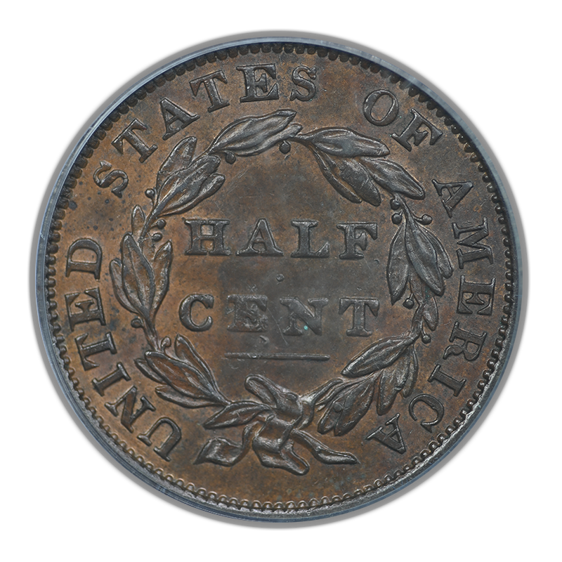1834 Classic Head Half Cent 1/2C PCGS AU58 CAC Cohen 1 C-1