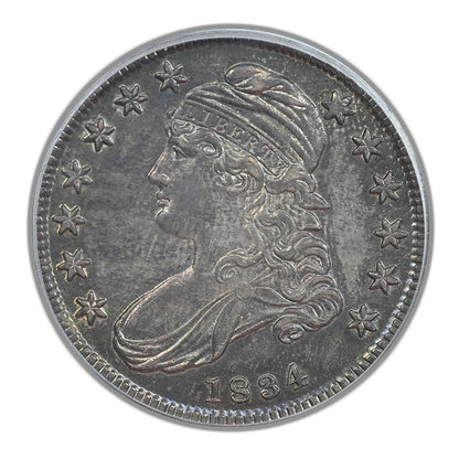 1834 Capped Bust Half Dollar 50C PCGS AU58 - Small Date, Small Letters