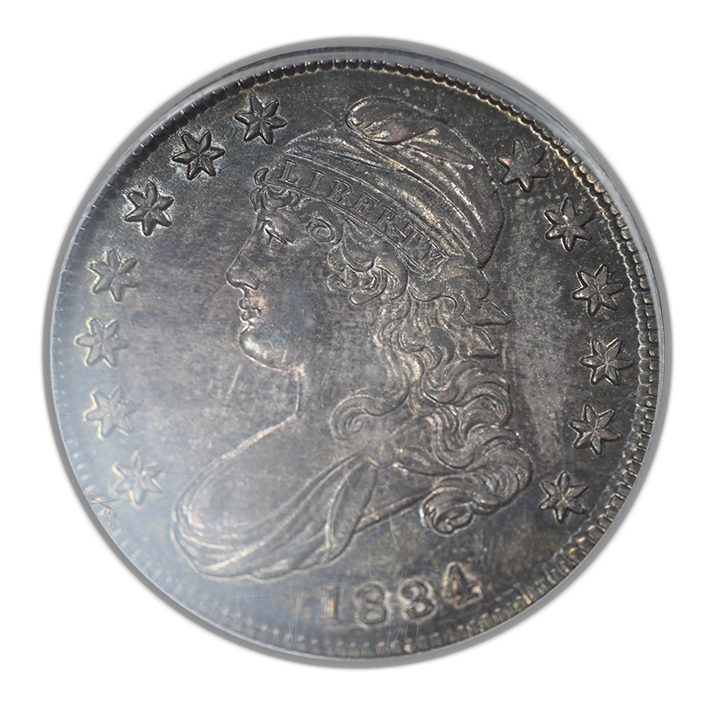 1834 Capped Bust Half Dollar 50C PCGS AU58 - Small Date, Small Letters