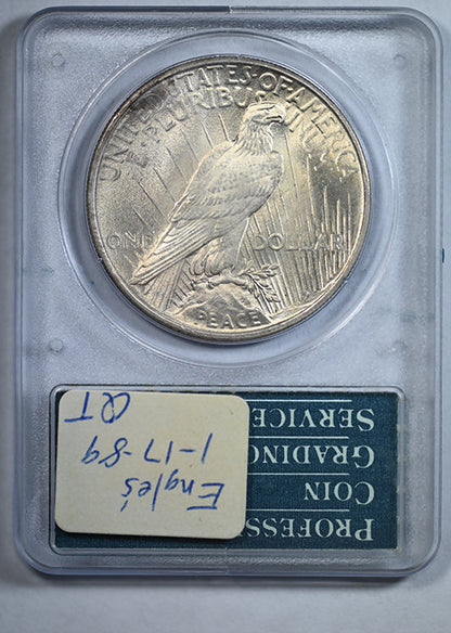 1925 Peace Dollar $1 PCGS Rattler MS63 Gold CAC