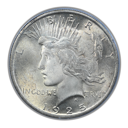 1925 Peace Dollar $1 PCGS Rattler MS63 Gold CAC