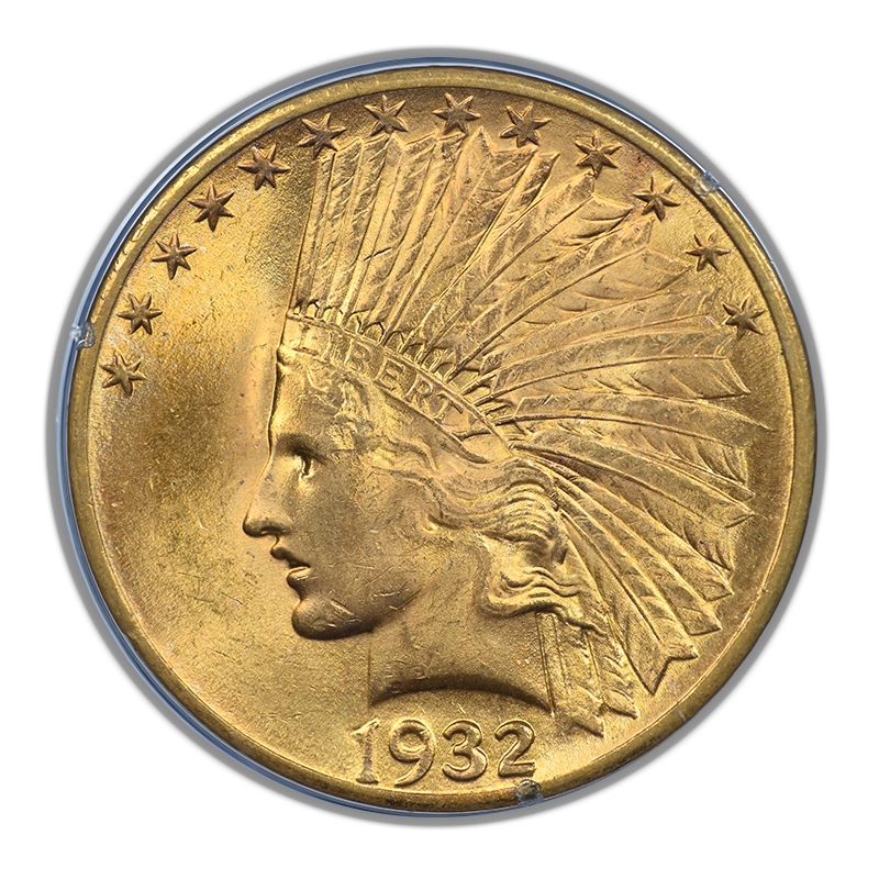 1932 Indian Head Gold Eagle $10 PCGS Rattler MS63