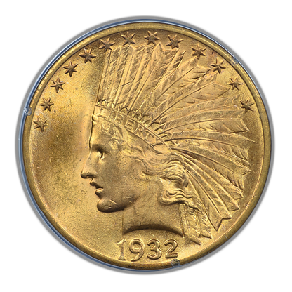 1932 Indian Head Gold Eagle $10 PCGS Rattler MS63