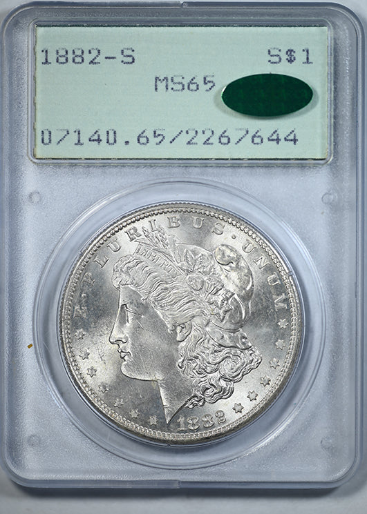 1882-S Morgan Dollar $1 PCGS Rattler MS65 CAC