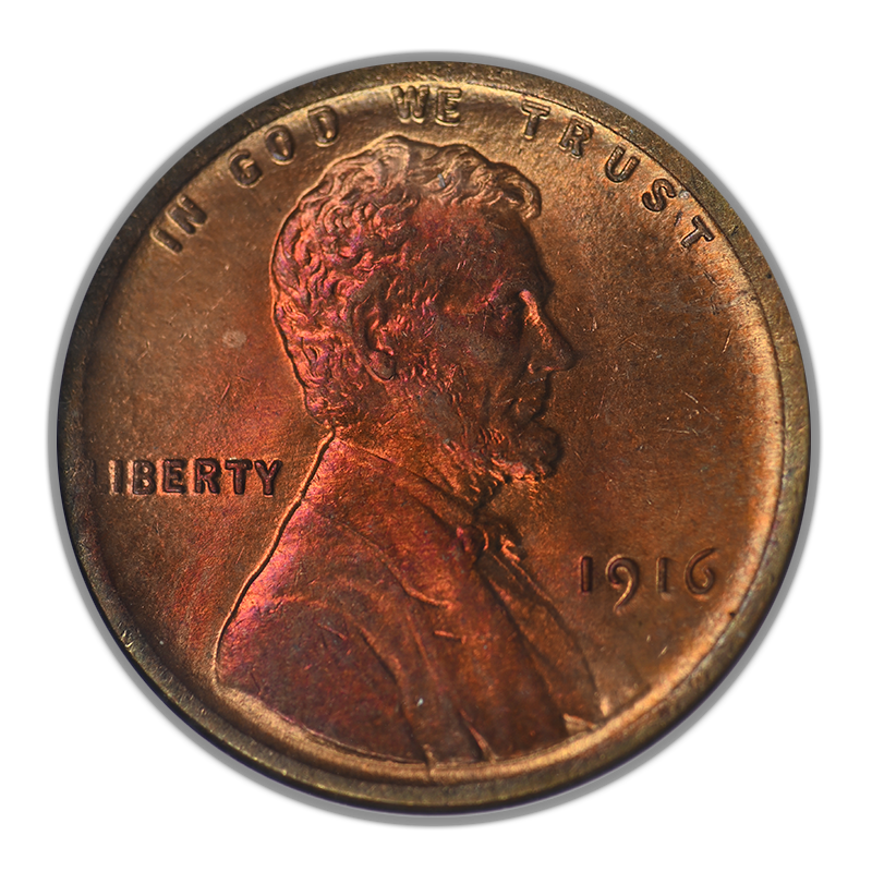 1916 Lincoln Wheat Cent 1C ANACS Soapbox MS64RB - TONED!