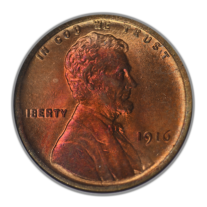 1916 Lincoln Wheat Cent 1C ANACS Soapbox MS64RB - TONED!