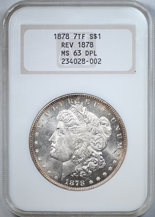 1878 7TF Reverse of 1878 Morgan Dollar $1 NGC Fatty MS63DPL - Deep Mirror Prooflike
