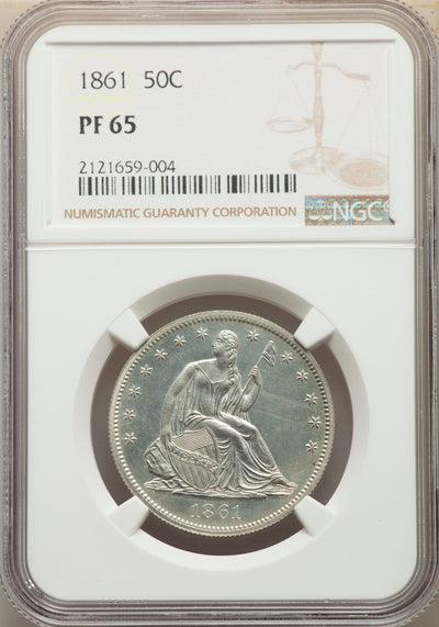 1861 50C Proof Seated Half Dollar NGC PR65