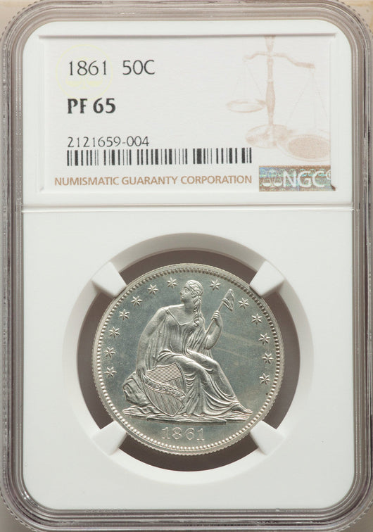1861 50C Proof Seated Half Dollar NGC PR65