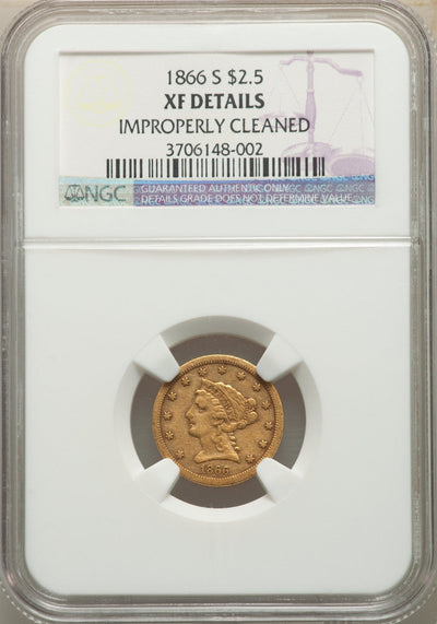 1866-S $2.50 Liberty Quarter Eagle Details NGC XF40