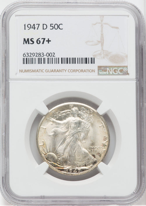 1947-D 50C NGC Plus Walking Liberty Half Dollar NGC MS67+