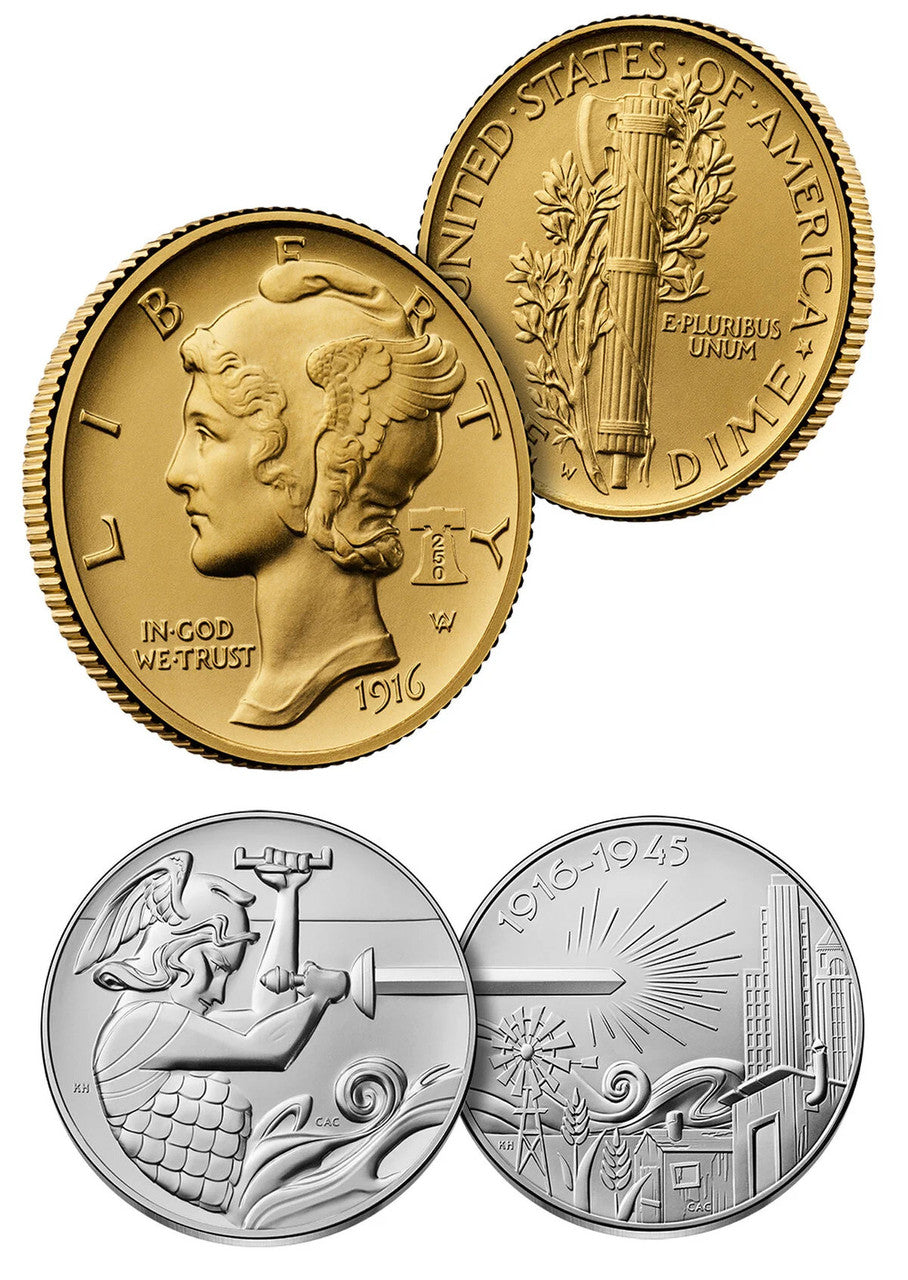 2026-W (P) Mercury Gold Coin Silver Medal Set AD 250 Label CAC MS70/SP70