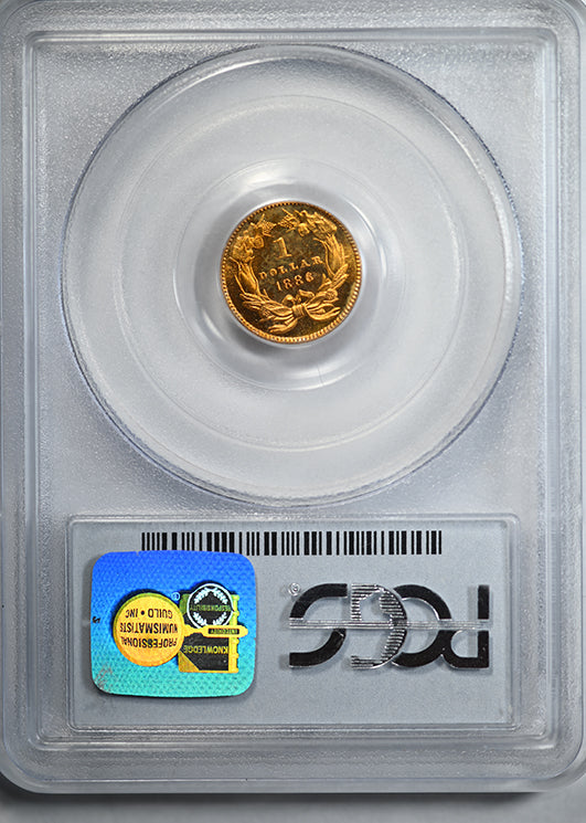 1886 Proof Type 3 Indian Princess Head Gold Dollar G$1 PCGS PR65