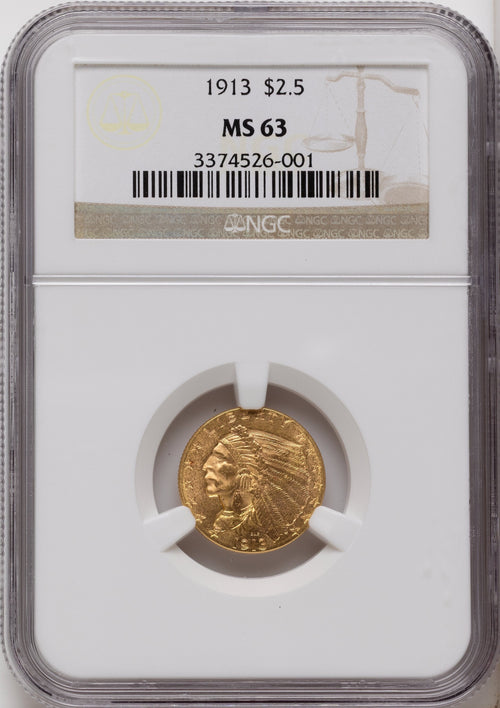 1913 $2.50 Indian Quarter Eagle NGC MS63