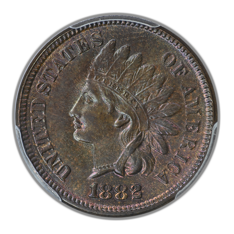 1882 Indian Head Cent 1C PCGS MS65BN CAC - TONED!
