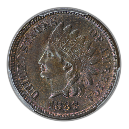 1882 Indian Head Cent 1C PCGS MS65BN CAC - TONED!