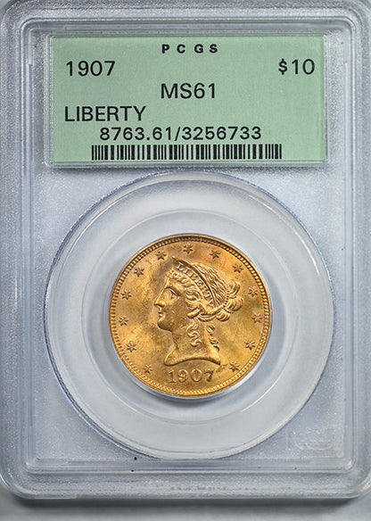 1907 Liberty Head Gold Eagle $10 PCGS MS61 OGH - REVERSE TONED!