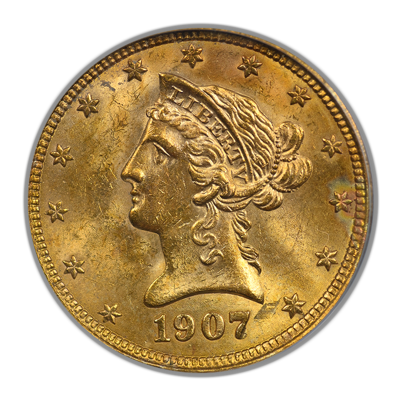 1907 Liberty Head Gold Eagle $10 PCGS MS61 OGH - REVERSE TONED!