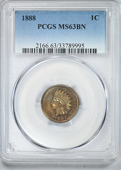 1888 Indian Head Cent 1C PCGS MS63BN - TONED!