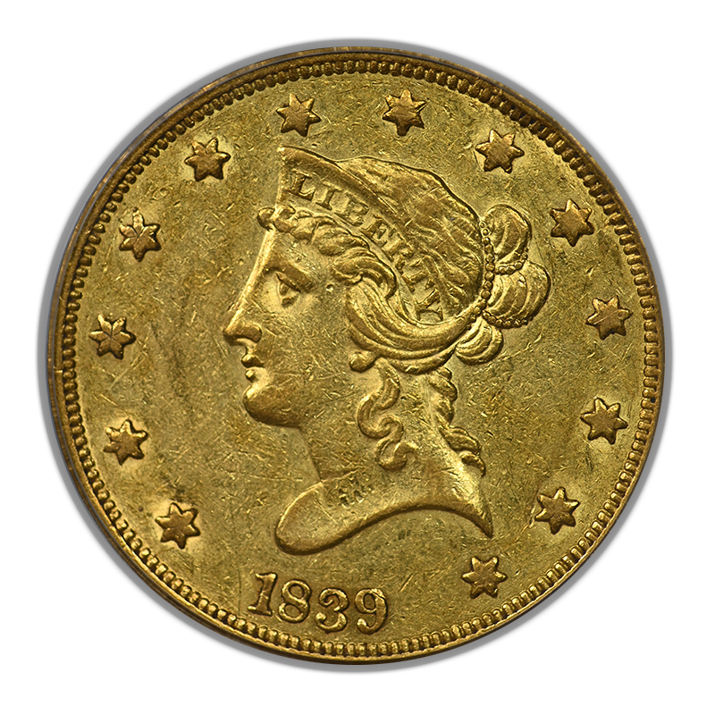 1839/8 Liberty Head Gold Eagle $10 PCGS AU50 - Type of 1838