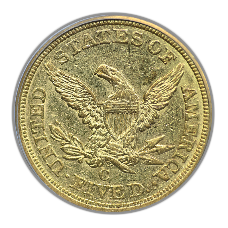 1853-C Liberty Head Gold Half Eagle $5 PCGS AU53 - CHARLOTTE GOLD!