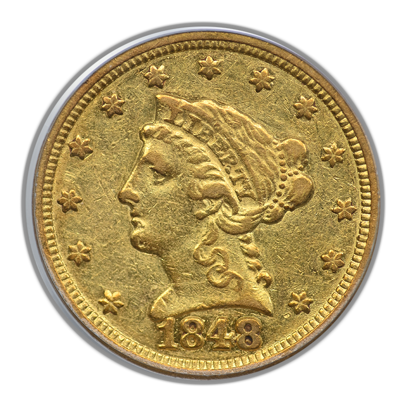 1848-C Liberty Head Gold Quarter Eagle $2.50 PCGS VF35 - CHARLOTTE GOLD!