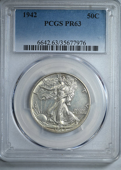1942 Proof Walking Liberty Half Dollar 50C PCGS PR63